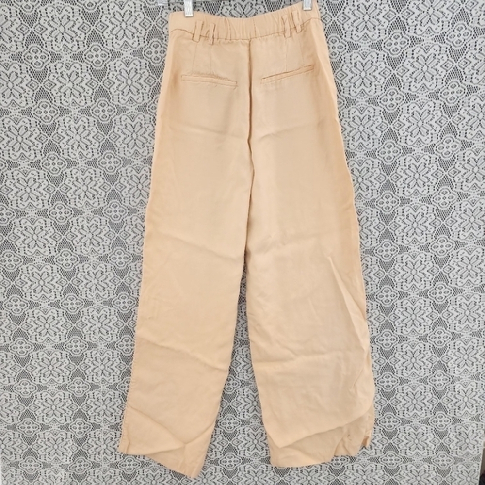Zara viscose high rise wide flare leg women's pants XS light orange - Picture 2 of 7